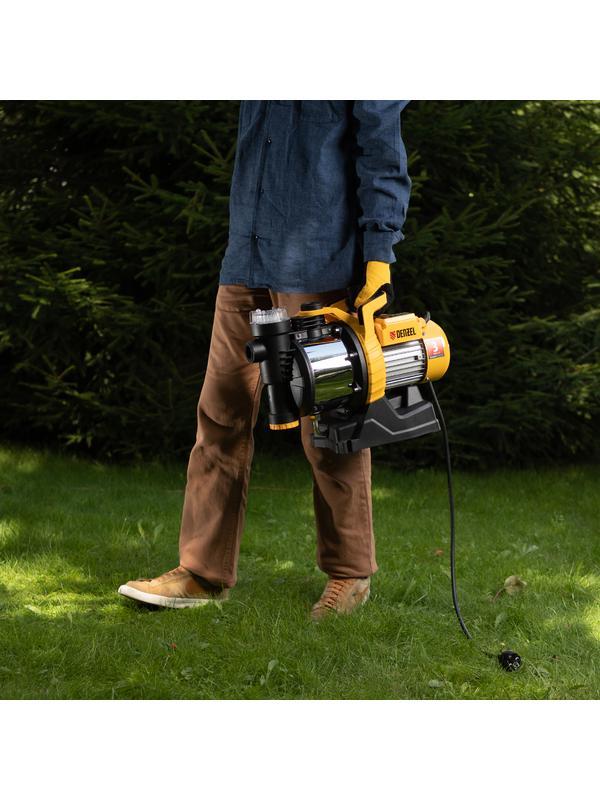 Садовый поверхностный насос GP1100SS, 1100 Вт, 4000 л/ч, подъем 45 м, пластик Denzel