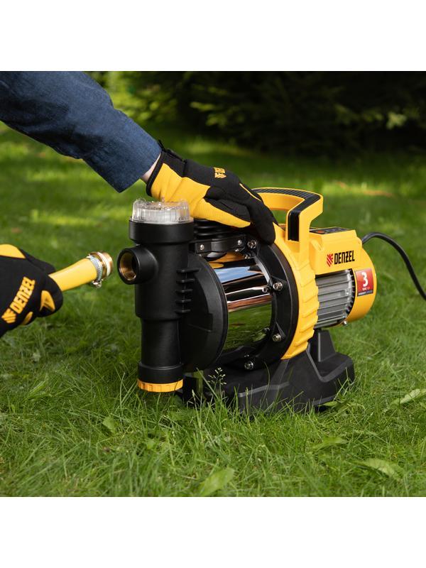 Садовый поверхностный насос GP1100SS, 1100 Вт, 4000 л/ч, подъем 45 м, пластик Denzel