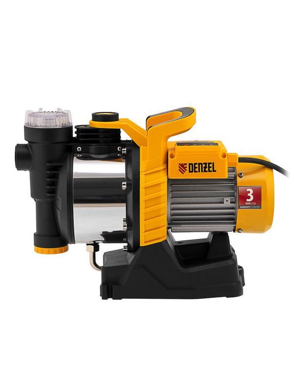 Садовый поверхностный насос GP1100SS, 1100 Вт, 4000 л/ч, подъем 45 м, пластик Denzel