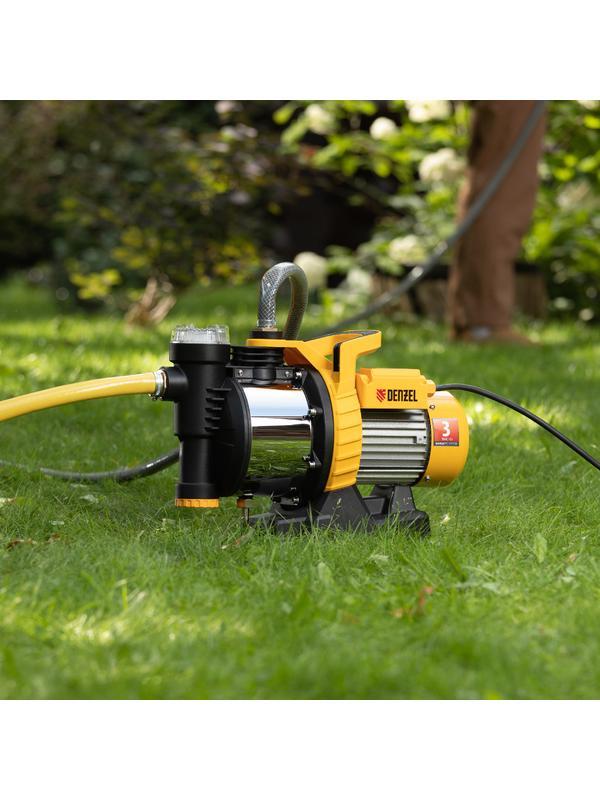 Садовый поверхностный насос GP1100SS, 1100 Вт, 4000 л/ч, подъем 45 м, пластик Denzel