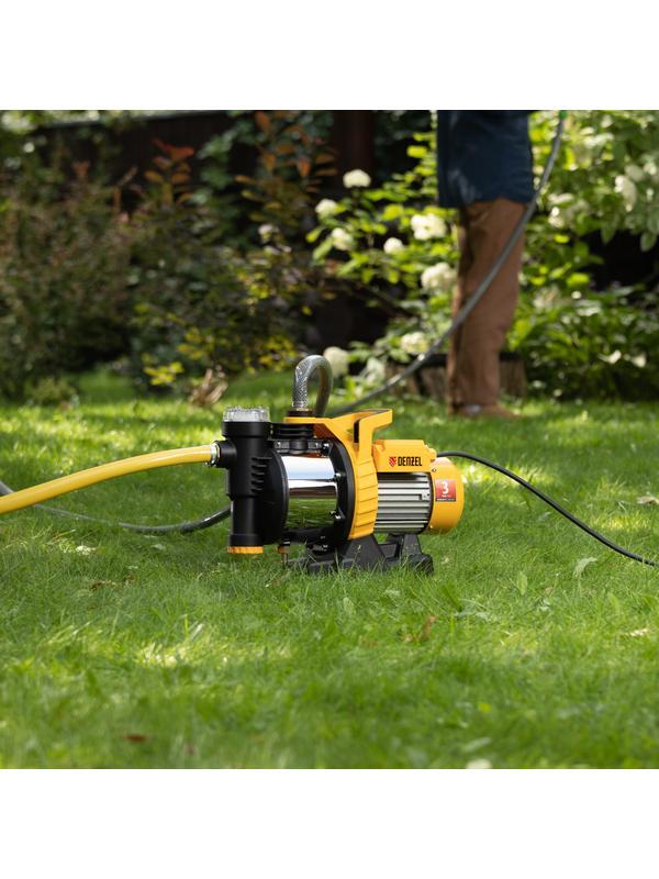 Садовый поверхностный насос GP1100SS, 1100 Вт, 4000 л/ч, подъем 45 м, пластик Denzel