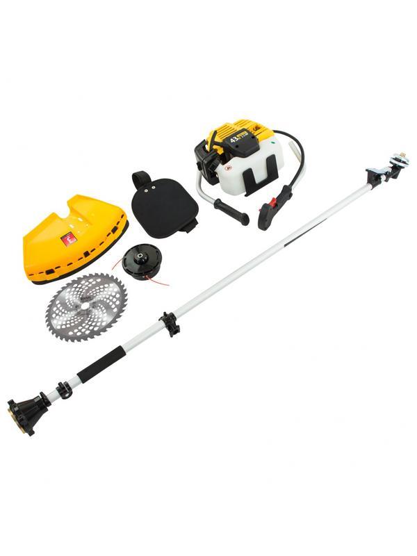 Триммер бензиновый DT 43, 43 см3, 2.5 л. с, неразъемная штанга, состоит из 2 частей Denzel