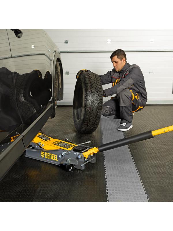 Домкрат гидравлический подкатной, 2/3 т, 98-770 мм, быстрый подъем, низ. подхват, проф, SUV Denzel