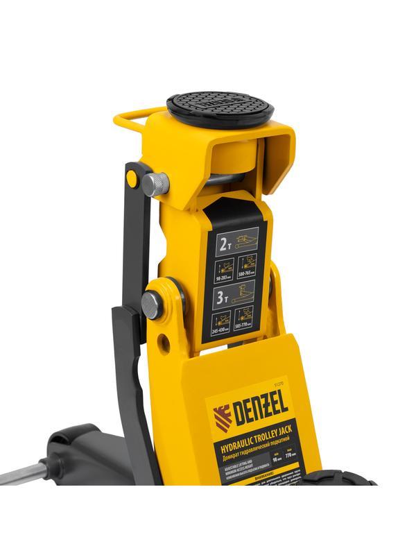 Домкрат гидравлический подкатной, 2/3 т, 98-770 мм, быстрый подъем, низ. подхват, проф, SUV Denzel