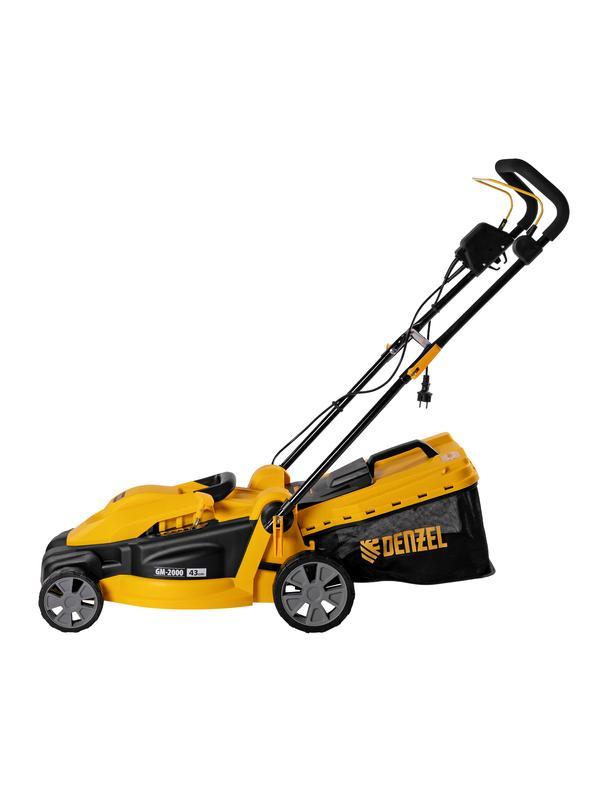 Газонокосилка электрическая GM-2000, 2000 Вт, ширина 43 см, 6 уровней, травосборник 45 л. Denzel