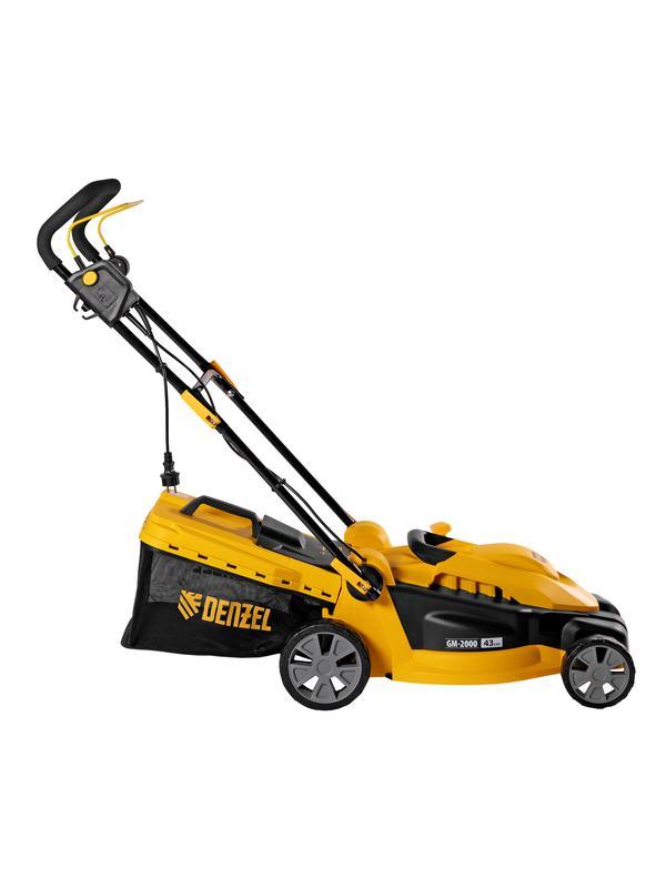 Газонокосилка электрическая GM-2000, 2000 Вт, ширина 43 см, 6 уровней, травосборник 45 л. Denzel