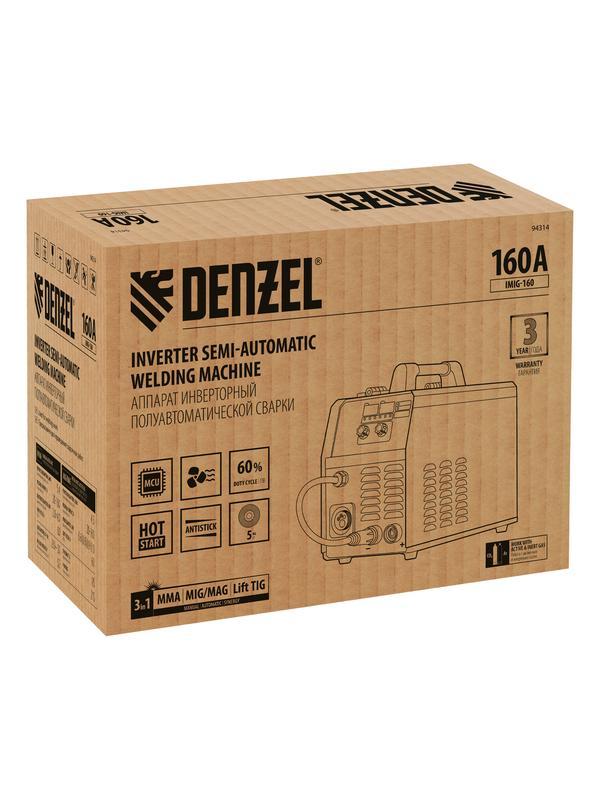 Аппарат инвертор. полуавтомат. cварки IMIG-160 Synergy, 160 А, ПВ 60%, катушка 5 кг// Denzel