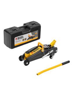 Домкрат гидравлический подкатной с фиксатором, 2 т, 130-330 мм, в кейсе Denzel