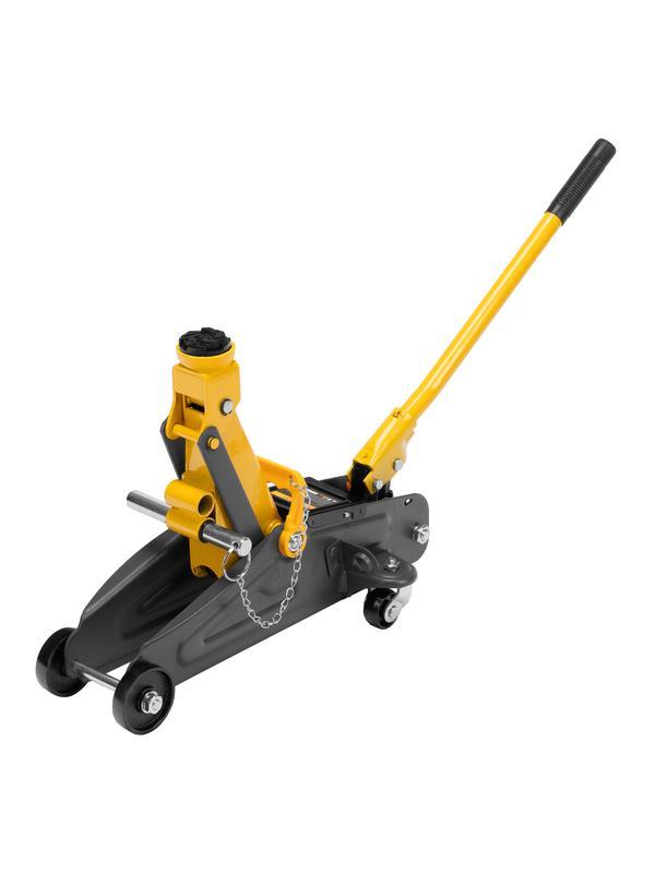 Домкрат гидравлический подкатной с фиксатором, 2 т, 130-330 мм, в кейсе Denzel