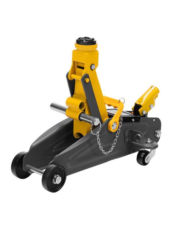 Домкрат гидравлический подкатной с фиксатором, 2 т, 130-330 мм, в кейсе Denzel