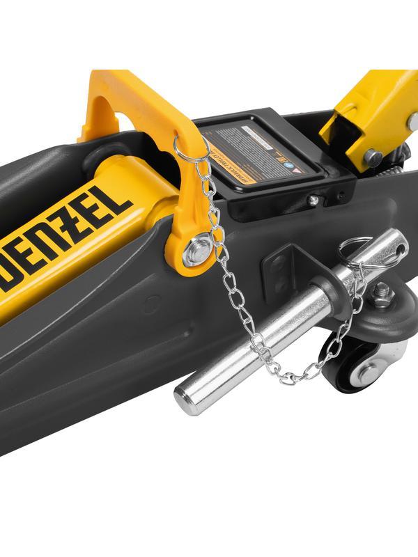 Домкрат гидравлический подкатной с фиксатором, 2 т, 130-330 мм, в кейсе Denzel