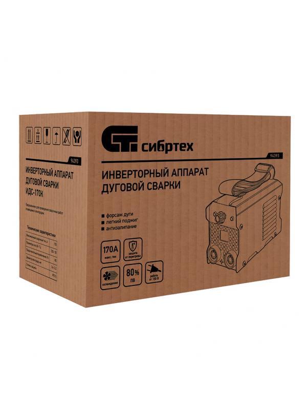 Инверторный аппарат дуговой сварки ИДС-170K, 170 А, ПВ 80%, диаметр электрода 1,6-3,2 мм Сибртех