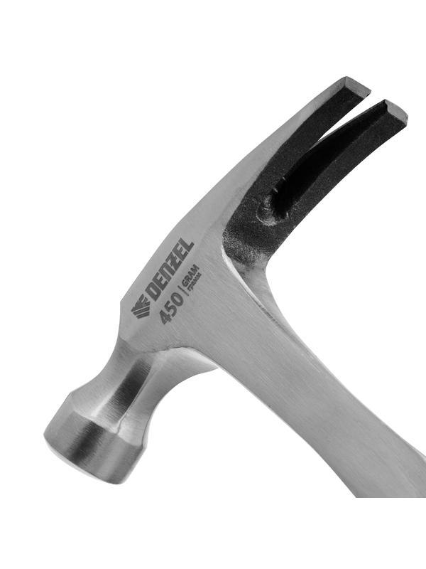 Молоток-гвоздодер 450 г, цельнометаллический, двухкомпонентная рукоятка Denzel
