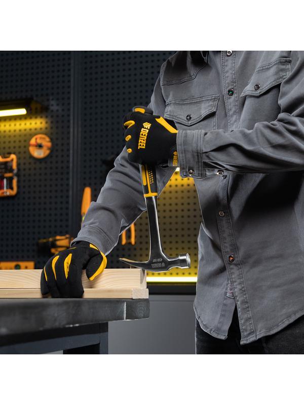 Молоток-гвоздодер 450 г, цельнометаллический, двухкомпонентная рукоятка Denzel