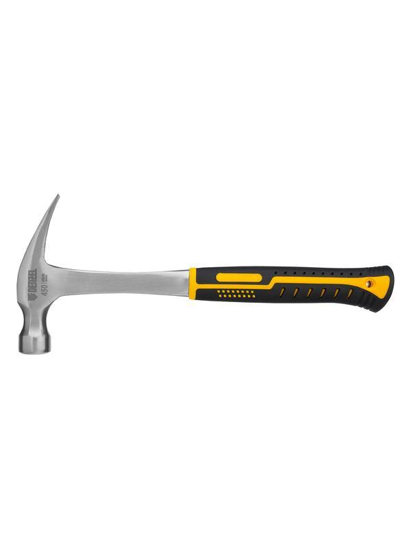 Молоток-гвоздодер 450 г, цельнометаллический, двухкомпонентная рукоятка Denzel