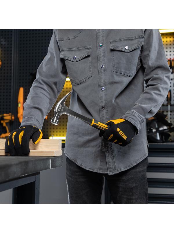 Молоток-гвоздодер 450 г, цельнометаллический, двухкомпонентная рукоятка Denzel