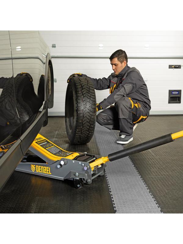 Домкрат гидравлический подкатной, 3 т, 85-610 мм, быстрый подъем, низ. подхват, проф, SUV Denzel