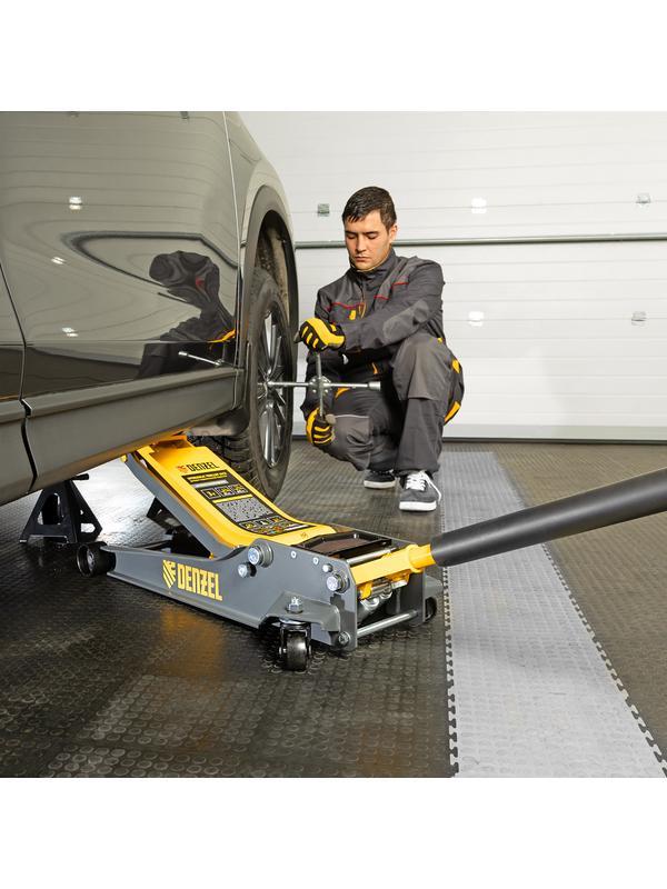 Домкрат гидравлический подкатной, 3 т, 85-610 мм, быстрый подъем, низ. подхват, проф, SUV Denzel