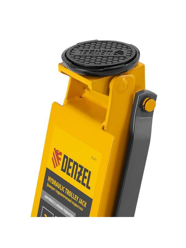 Домкрат гидравлический подкатной, 3 т, 85-610 мм, быстрый подъем, низ. подхват, проф, SUV Denzel