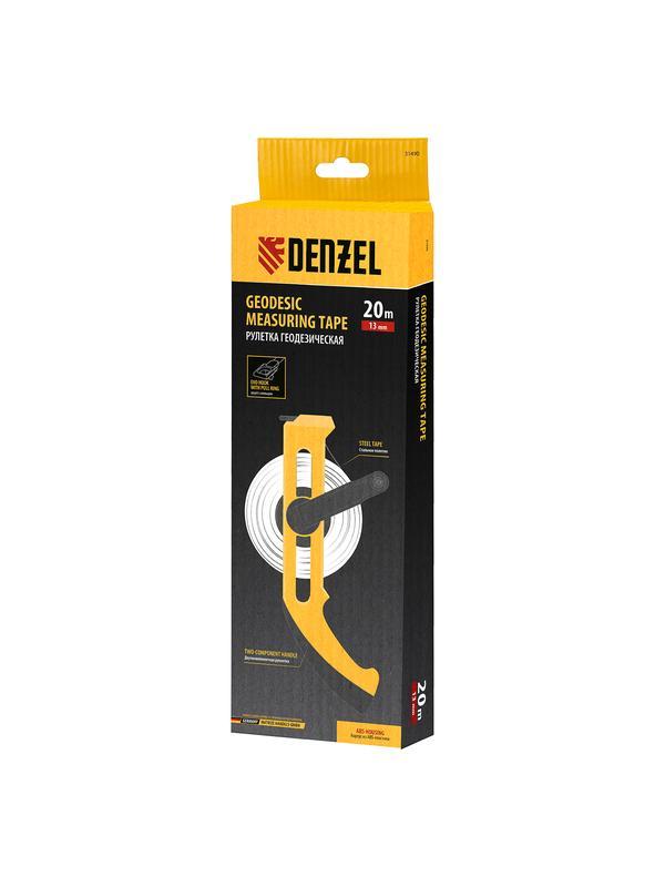Рулетка геодезическая 20 м х 13 мм, открытый корпус, металлическая лента Denzel