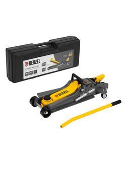 Домкрат гидравлический подкатной с фиксатором, 2,5 т,  85-385 мм, в пласт. кейсе Denzel