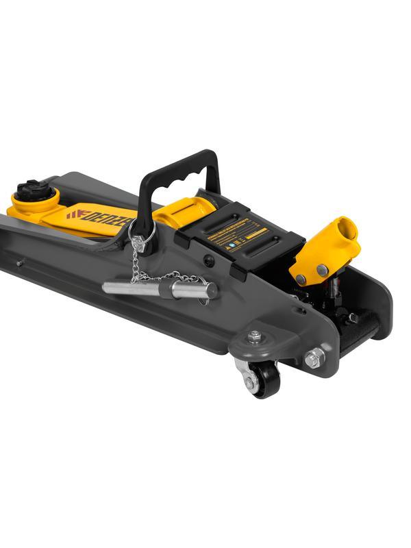 Домкрат гидравлический подкатной с фиксатором, 2,5 т,  85-385 мм, в пласт. кейсе Denzel