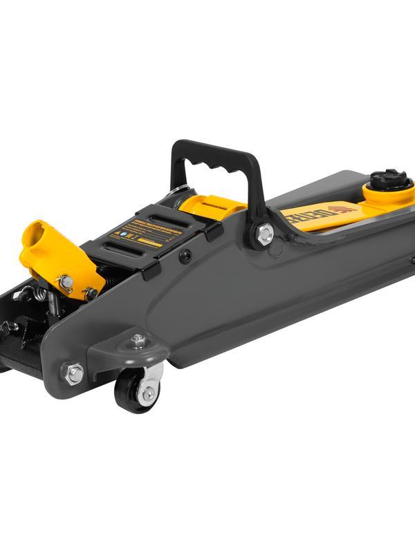 Домкрат гидравлический подкатной с фиксатором, 2,5 т,  85-385 мм, в пласт. кейсе Denzel