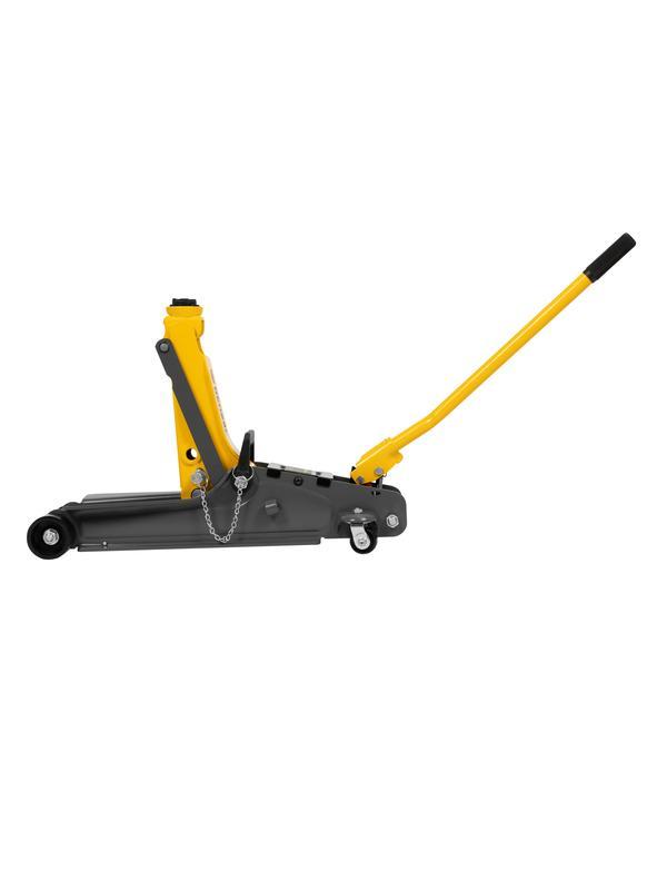 Домкрат гидравлический подкатной с фиксатором, 2,5 т,  85-385 мм, в пласт. кейсе Denzel