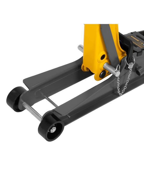 Домкрат гидравлический подкатной с фиксатором, 2,5 т,  85-385 мм, в пласт. кейсе Denzel