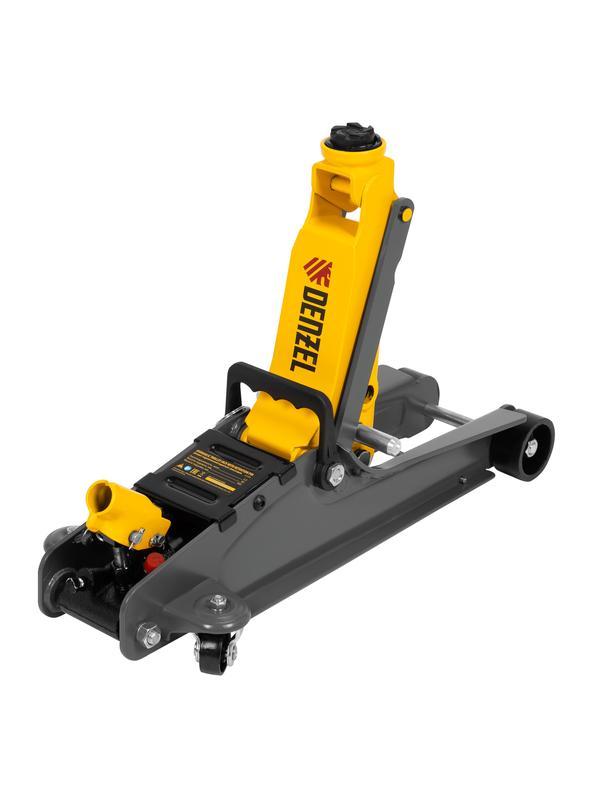 Домкрат гидравлический подкатной с фиксатором, 2,5 т,  85-385 мм, в пласт. кейсе Denzel