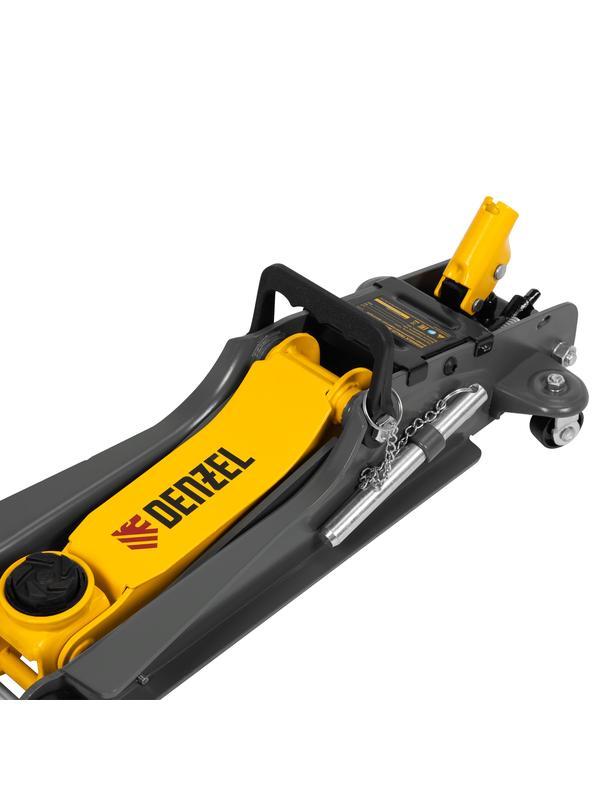 Домкрат гидравлический подкатной с фиксатором, 2,5 т,  85-385 мм, в пласт. кейсе Denzel