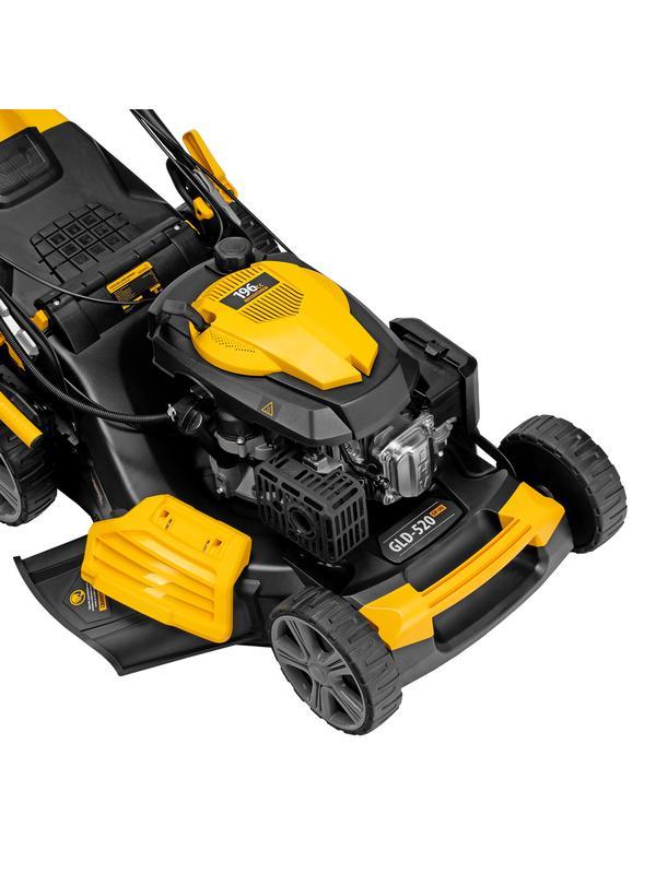 Газонокосилка бензиновая GLD-520SP-VE, 196 см3, ширина 52 см, привод, вариатор, электрический старт, 60 л Denzel