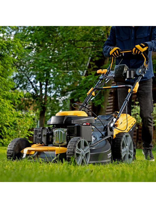 Газонокосилка бензиновая GLD-520SP-VE, 196 см3, ширина 52 см, привод, вариатор, электрический старт, 60 л Denzel