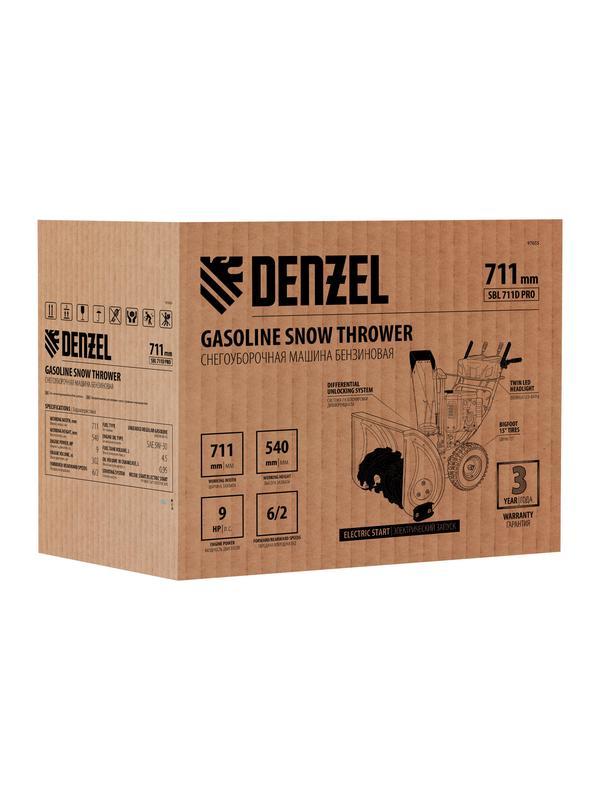 Бензиновая снегоуборочная машина SBL 711D PRO, 302cc, эл.старт, фара, обогрев, блок. дифф.// Denzel