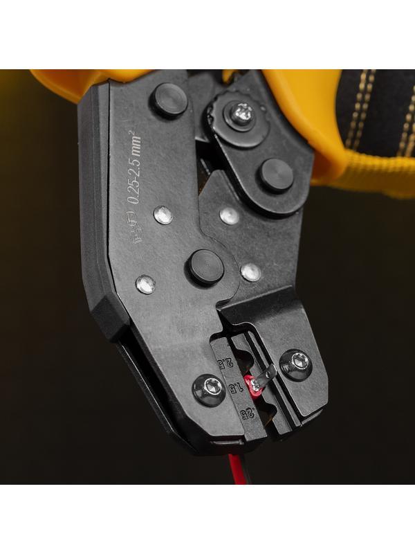 Клещи для обжима неизолированных наконечников НК и НВ, разъемов РП, 0,25 - 2,5 мм2 Denzel