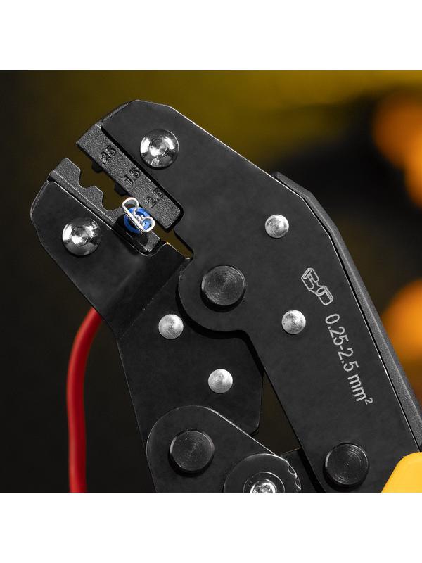 Клещи для обжима неизолированных наконечников НК и НВ, разъемов РП, 0,25 - 2,5 мм2 Denzel