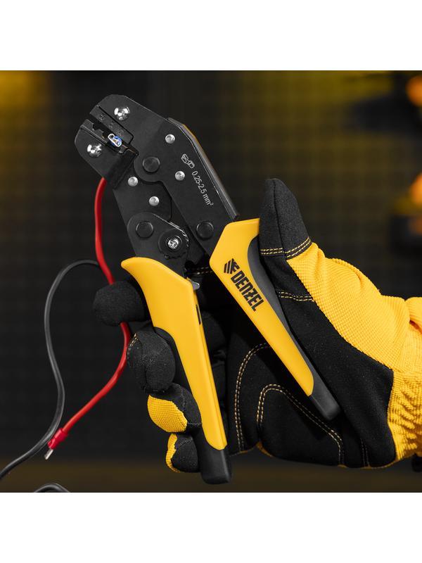 Клещи для обжима неизолированных наконечников НК и НВ, разъемов РП, 0,25 - 2,5 мм2 Denzel