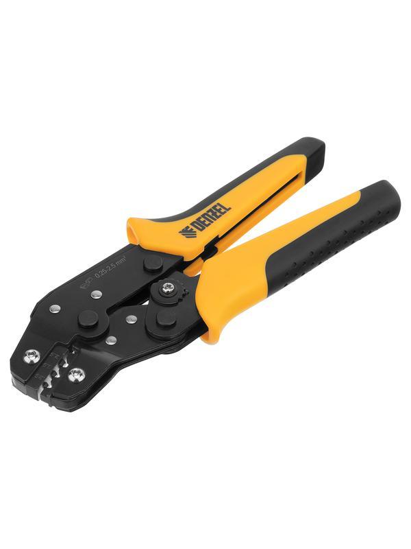 Клещи для обжима неизолированных наконечников НК и НВ, разъемов РП, 0,25 - 2,5 мм2 Denzel