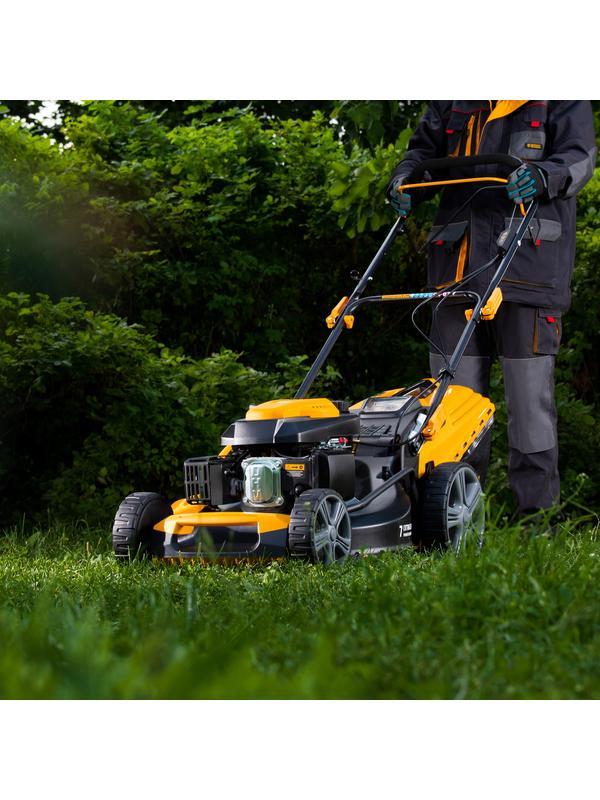 Газонокосилка бензиновая GLD-520SP, 196 куб.см, ширина 52 см, привод, 7 уровней,травосборник 60 л Denzel