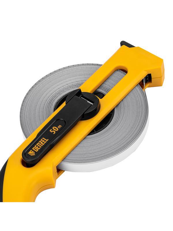 Рулетка геодезическая 50 м х 13 мм, открытый корпус, металлическая лента Denzel
