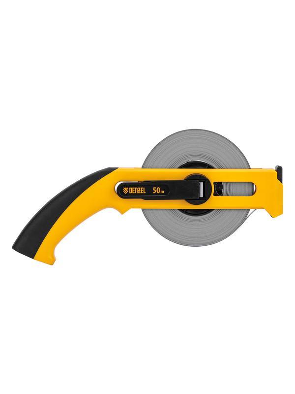 Рулетка геодезическая 50 м х 13 мм, открытый корпус, металлическая лента Denzel