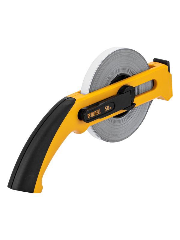 Рулетка геодезическая 50 м х 13 мм, открытый корпус, металлическая лента Denzel