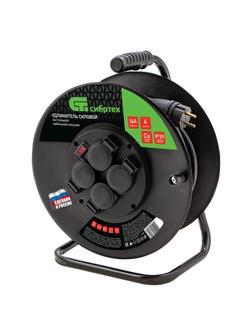 Удлинитель силовой 20 м, 16А, тип УХз16, КГ 3 x 1.5 мм, на стальной катушке, 4 розетки Сибртех
