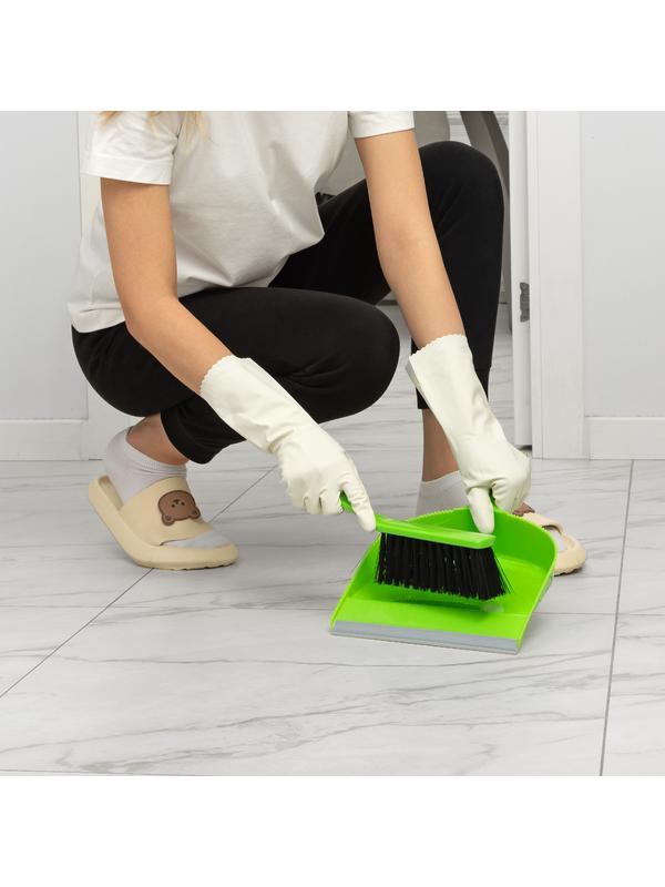 Набор: совок с кромкой 330 x 225 мм и щетка-сметка 285 мм, зеленый, Home Palisad