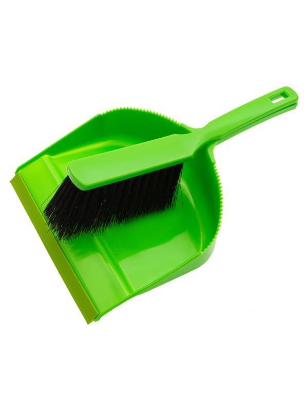 Набор: совок с кромкой 330 x 225 мм и щетка-сметка 285 мм, зеленый, Home Palisad