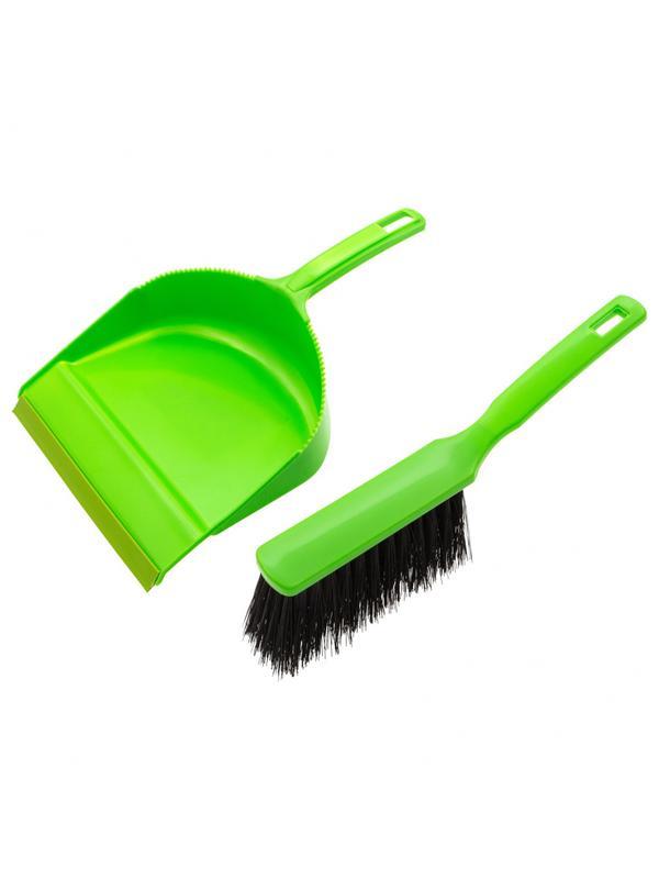 Набор: совок с кромкой 330 x 225 мм и щетка-сметка 285 мм, зеленый, Home Palisad