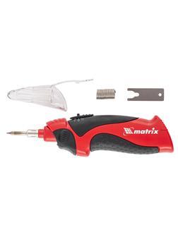 Паяльник беспроводной 4.5 В, 8 Вт, 350°С, припой 10 г, подставка, работа от элементов питания 3хАА Matrix