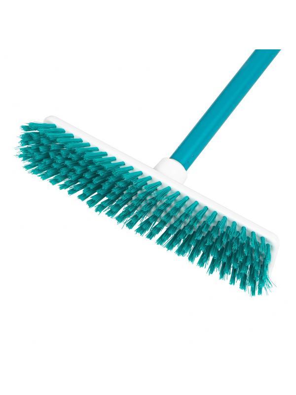 Щетка пластмассовая для чистки ковров, 27 cм, c черенком, 120 см, бирюзовая щетина, Home Palisad