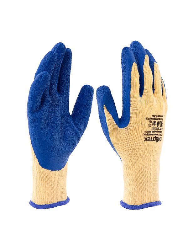 Перчатки трикотажные, полиэфирные, латексное рельефное покрытие, размер 9// Сибртех