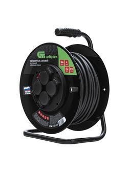 Удлинитель силовой 30 м, 16А, тип УХз16, ПВС 3 x 2.5 мм, на стальной катушке, 4 розетки Сибртех